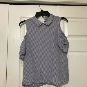 Pin Stripe Cold Shoulder